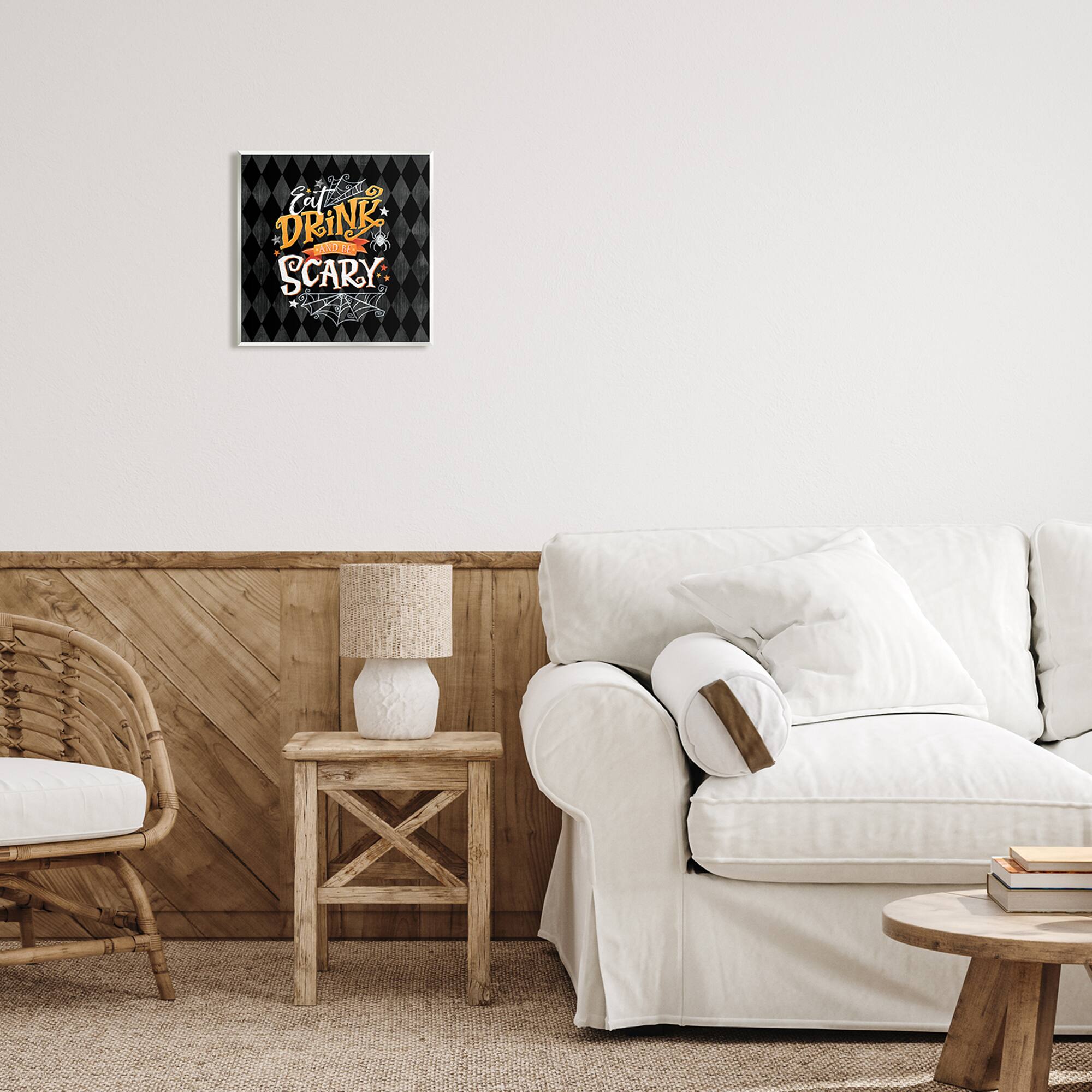 Stupell Industries Eat Drink Be Scary Halloween Pattern Wall Plaque Art